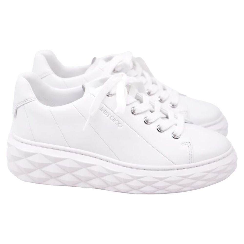 Jimmy Choo Diamond Light Maxi/ F Sneakers in White Leather